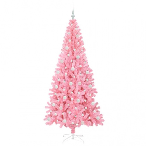 Ziemassvētku Eglīte Su 300 Led Ar Statīvu Rozā 210 Cm Pvc Vidaxl