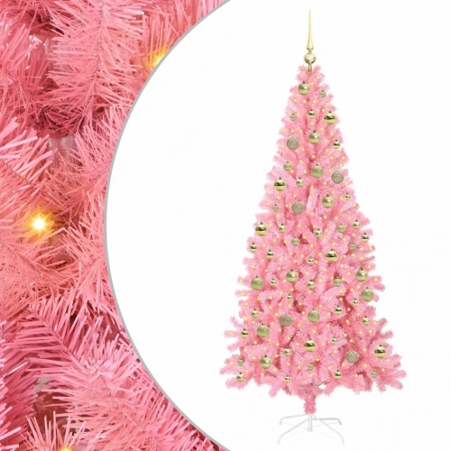 Ziemassvētku Eglīte Su 300 Led Ar Statīvu Rozā 210 Cm Pvc Vidaxl