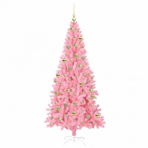Ziemassvētku Eglīte Su 300 Led Ar Statīvu Rozā 210 Cm Pvc Vidaxl