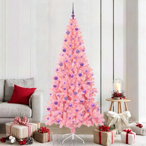 Ziemassvētku Eglīte Su 300 Led Ar Statīvu Rozā 210 Cm Pvc Vidaxl