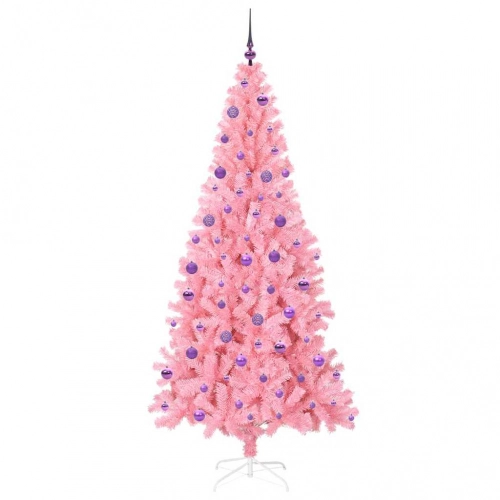 Ziemassvētku Eglīte Su 300 Led Ar Statīvu Rozā 210 Cm Pvc Vidaxl