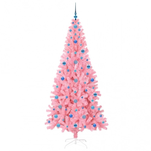 Ziemassvētku Eglīte Su 300 Led Ar Statīvu Rozā 210 Cm Pvc Vidaxl