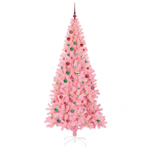 Ziemassvētku Eglīte Su 300 Led Ar Statīvu Rozā 210 Cm Pvc Vidaxl