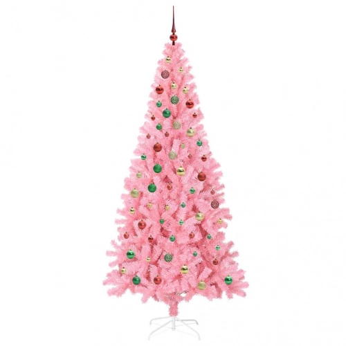 Ziemassvētku Eglīte Su 300 Led Ar Statīvu Rozā 210 Cm Pvc Vidaxl