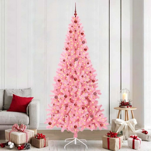 Ziemassvētku Eglīte Su 300 Led Ar Statīvu Rozā 240 Cm Pvc Vidaxl