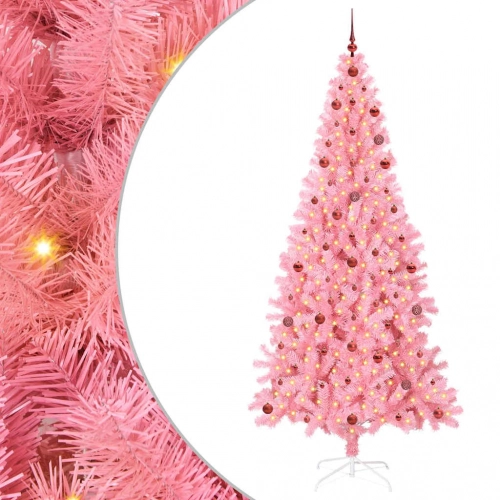 Ziemassvētku Eglīte Su 300 Led Ar Statīvu Rozā 240 Cm Pvc Vidaxl