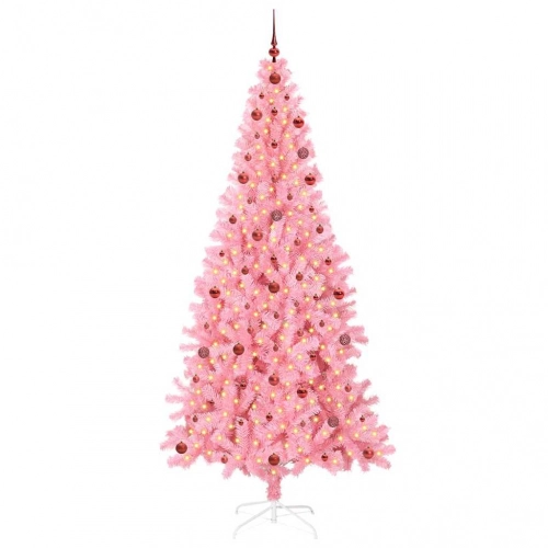 Ziemassvētku Eglīte Su 300 Led Ar Statīvu Rozā 240 Cm Pvc Vidaxl