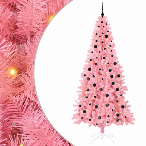 Ziemassvētku Eglīte Su 300 Led Ar Statīvu Rozā 240 Cm Pvc Vidaxl