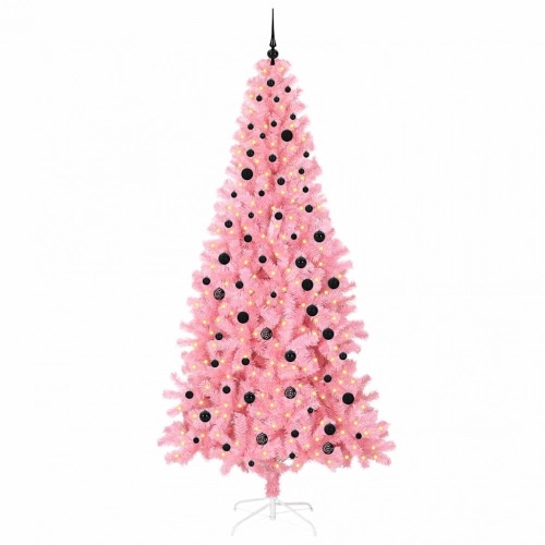 Ziemassvētku Eglīte Su 300 Led Ar Statīvu Rozā 240 Cm Pvc Vidaxl