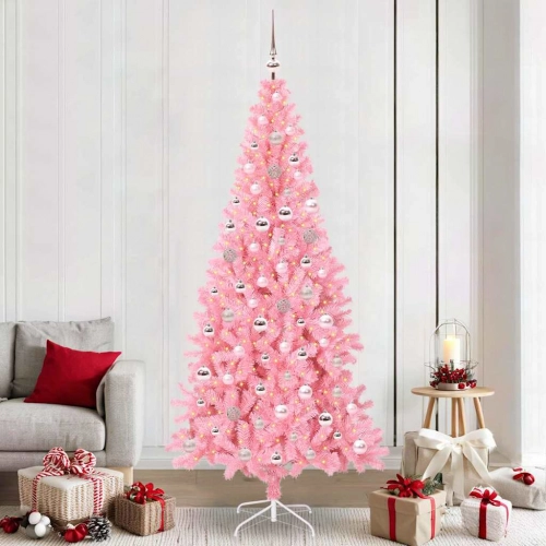 Ziemassvētku Eglīte Su 300 Led Ar Statīvu Rozā 240 Cm Pvc Vidaxl