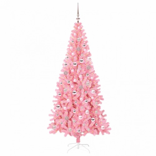 Ziemassvētku Eglīte Su 300 Led Ar Statīvu Rozā 240 Cm Pvc Vidaxl