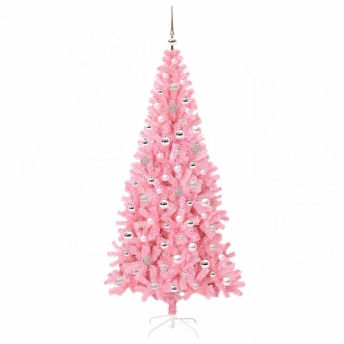 Ziemassvētku Eglīte Su 300 Led Ar Statīvu Rozā 240 Cm Pvc Vidaxl