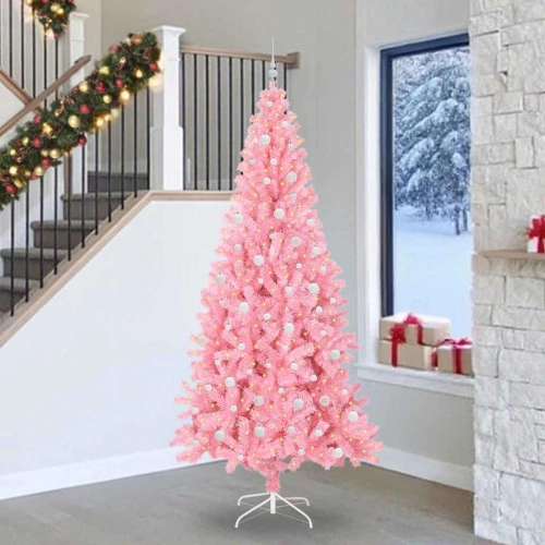 Ziemassvētku Eglīte Su 300 Led Ar Statīvu Rozā 240 Cm Pvc Vidaxl