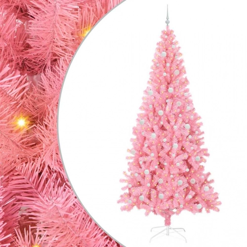 Ziemassvētku Eglīte Su 300 Led Ar Statīvu Rozā 240 Cm Pvc Vidaxl