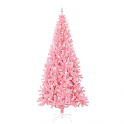 Ziemassvētku Eglīte Su 300 Led Ar Statīvu Rozā 240 Cm Pvc Vidaxl