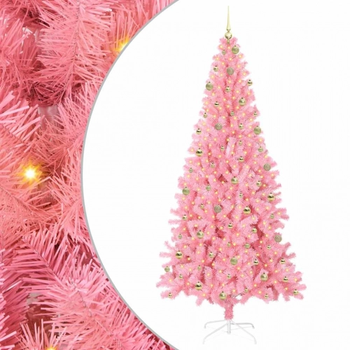 Ziemassvētku Eglīte Su 300 Led Ar Statīvu Rozā 240 Cm Pvc Vidaxl