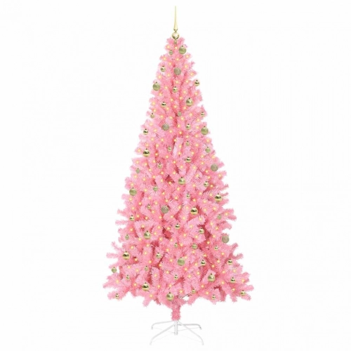 Ziemassvētku Eglīte Su 300 Led Ar Statīvu Rozā 240 Cm Pvc Vidaxl