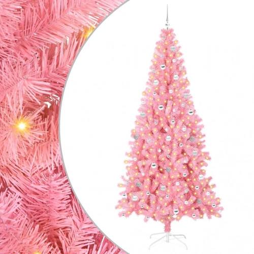 Ziemassvētku Eglīte Su 300 Led Ar Statīvu Rozā 240 Cm Pvc Vidaxl