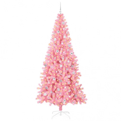 Ziemassvētku Eglīte Su 300 Led Ar Statīvu Rozā 240 Cm Pvc Vidaxl