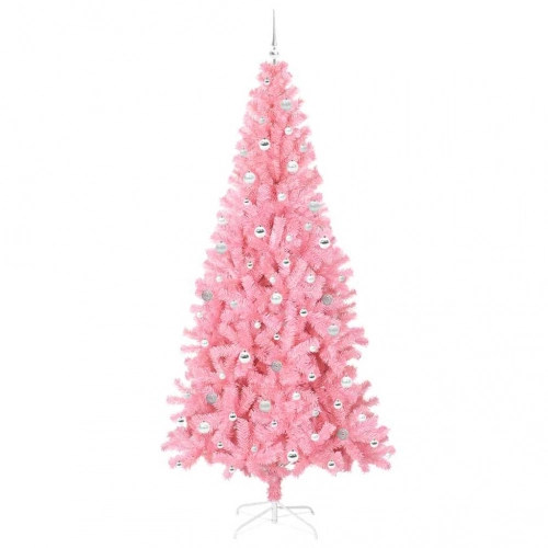 Ziemassvētku Eglīte Su 300 Led Ar Statīvu Rozā 240 Cm Pvc Vidaxl