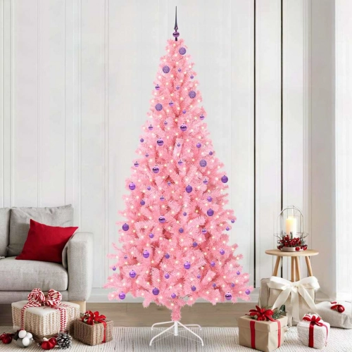 Ziemassvētku Eglīte Su 300 Led Ar Statīvu Rozā 240 Cm Pvc Vidaxl