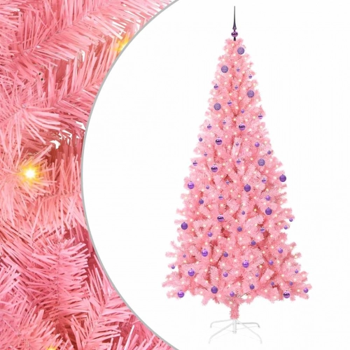 Ziemassvētku Eglīte Su 300 Led Ar Statīvu Rozā 240 Cm Pvc Vidaxl