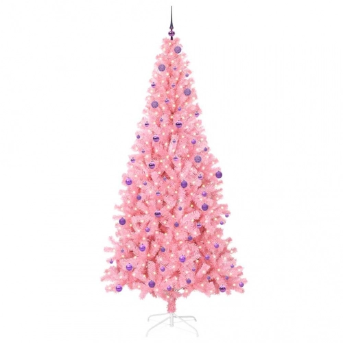 Ziemassvētku Eglīte Su 300 Led Ar Statīvu Rozā 240 Cm Pvc Vidaxl