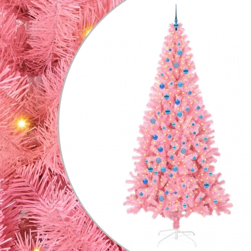 Ziemassvētku Eglīte Su 300 Led Ar Statīvu Rozā 240 Cm Pvc Vidaxl
