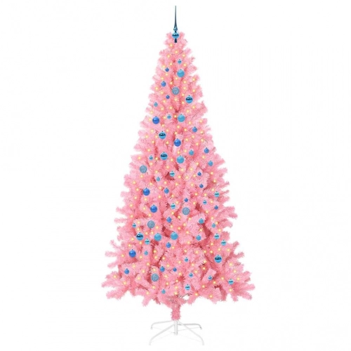 Ziemassvētku Eglīte Su 300 Led Ar Statīvu Rozā 240 Cm Pvc Vidaxl