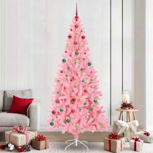 Ziemassvētku Eglīte Su 300 Led Ar Statīvu Rozā 240 Cm Pvc Vidaxl
