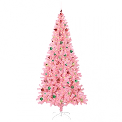 Ziemassvētku Eglīte Su 300 Led Ar Statīvu Rozā 240 Cm Pvc Vidaxl