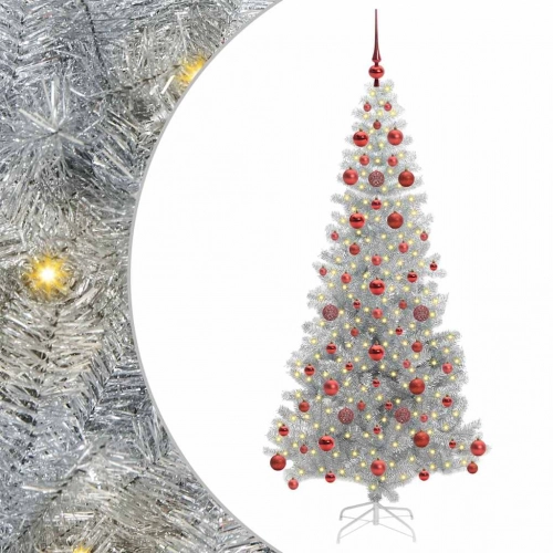 Ziemassvētku Eglīte Su 300 Led Ar Statīvu Sudraba 180 Cm Pet Vidaxl