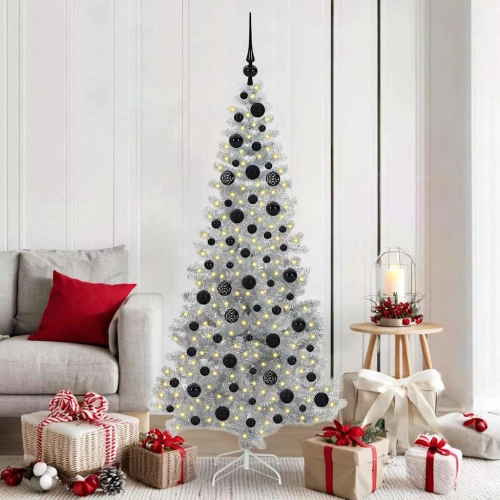 Ziemassvētku Eglīte Su 300 Led Ar Statīvu Sudraba 180 Cm Pet Vidaxl