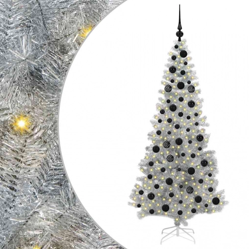 Ziemassvētku Eglīte Su 300 Led Ar Statīvu Sudraba 180 Cm Pet Vidaxl