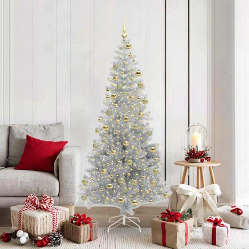 Ziemassvētku Eglīte Su 300 Led Ar Statīvu Sudraba 180 Cm Pet Vidaxl