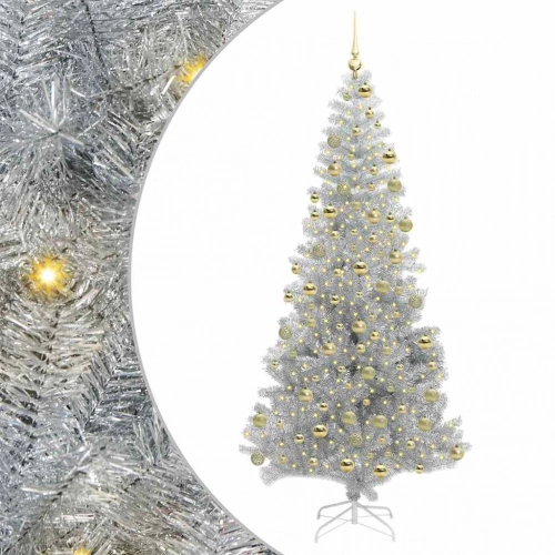 Ziemassvētku Eglīte Su 300 Led Ar Statīvu Sudraba 180 Cm Pet Vidaxl