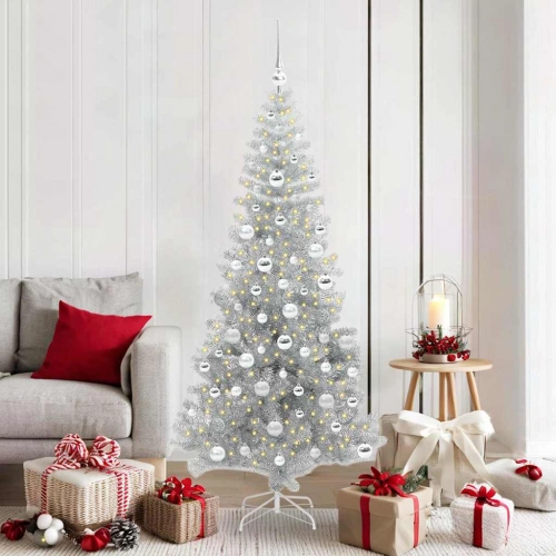 Ziemassvētku Eglīte Su 300 Led Ar Statīvu Sudraba 180 Cm Pet Vidaxl