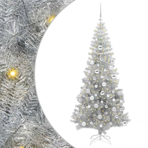Ziemassvētku Eglīte Su 300 Led Ar Statīvu Sudraba 180 Cm Pet Vidaxl