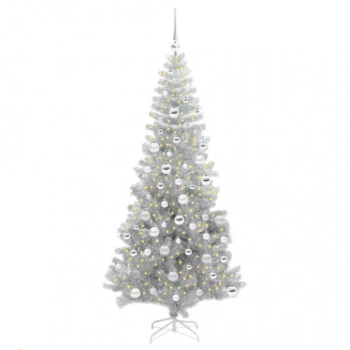 Ziemassvētku Eglīte Su 300 Led Ar Statīvu Sudraba 180 Cm Pet Vidaxl