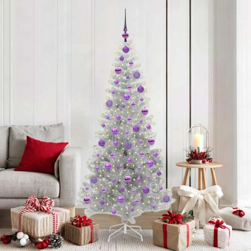 Ziemassvētku Eglīte Su 300 Led Ar Statīvu Sudraba 180 Cm Pet Vidaxl