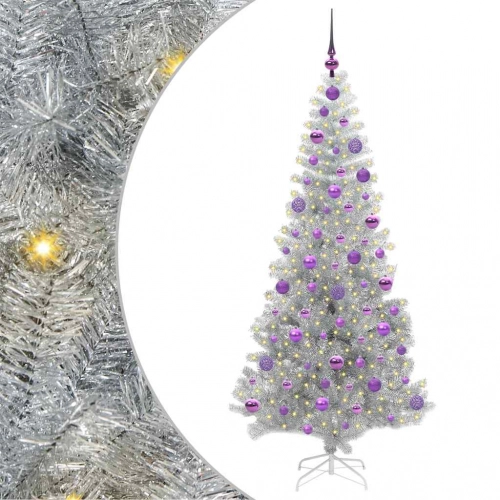 Ziemassvētku Eglīte Su 300 Led Ar Statīvu Sudraba 180 Cm Pet Vidaxl
