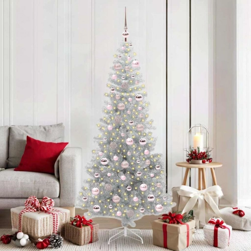 Ziemassvētku Eglīte Su 300 Led Ar Statīvu Sudraba 180 Cm Pet Vidaxl