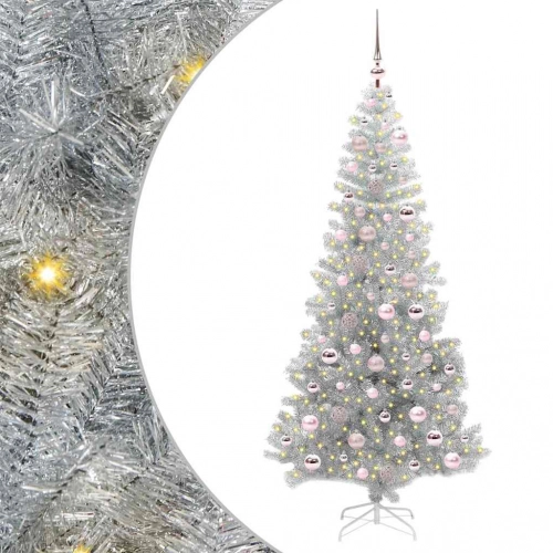 Ziemassvētku Eglīte Su 300 Led Ar Statīvu Sudraba 180 Cm Pet Vidaxl