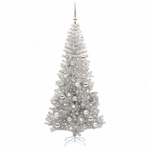 Ziemassvētku Eglīte Su 300 Led Ar Statīvu Sudraba 180 Cm Pet Vidaxl