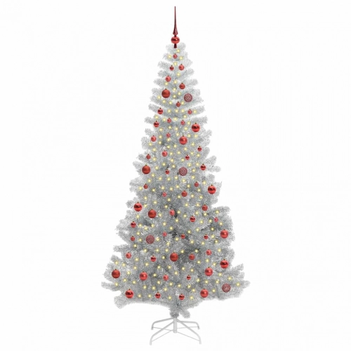 Ziemassvētku Eglīte Su 300 Led Ar Statīvu Sudraba 210 Cm Pet Vidaxl