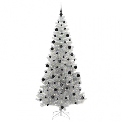 Ziemassvētku Eglīte Su 300 Led Ar Statīvu Sudraba 210 Cm Pet Vidaxl