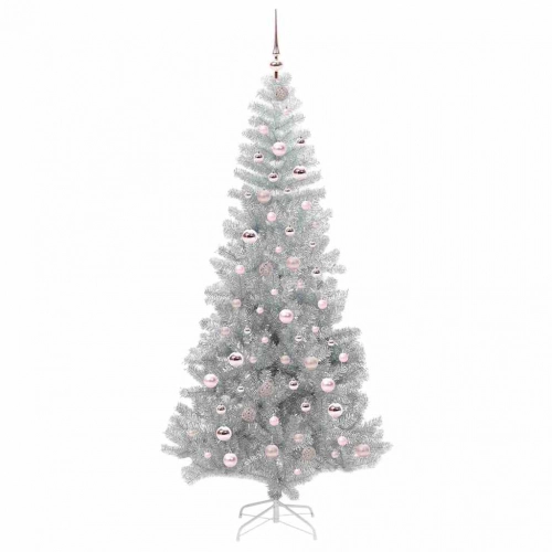 Ziemassvētku Eglīte Su 300 Led Ar Statīvu Sudraba 210 Cm Pet Vidaxl