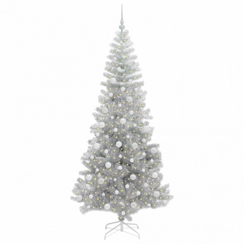 Ziemassvētku Eglīte Su 300 Led Ar Statīvu Sudraba 210 Cm Pet Vidaxl