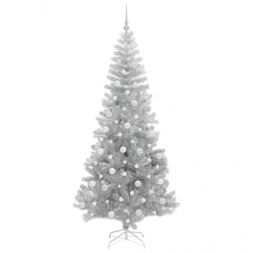 Ziemassvētku Eglīte Su 300 Led Ar Statīvu Sudraba 210 Cm Pet Vidaxl