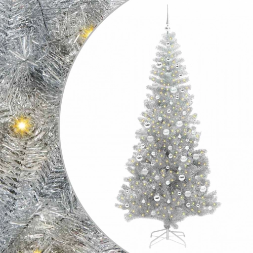 Ziemassvētku Eglīte Su 300 Led Ar Statīvu Sudraba 210 Cm Pet Vidaxl